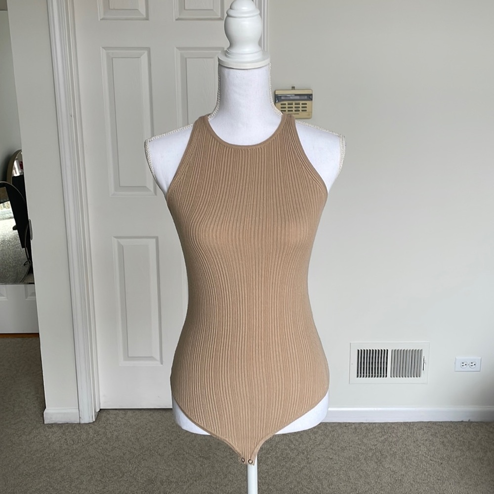 Abercrombie & Fitch racerback, sleeveless tan bodysuit -US SMALL